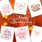 Set of Hand drawn Thanksgiving Day texts. Celebration quotes Happy Thanksgiving, Hello fale, Giving thanks, Grateful