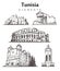 Set of hand-drawn Tunisia buildings. Tunisia elements sketch vector illustration