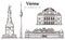 Set of hand-drawn Vienna buildings, Vienna elements sketch vector illustration