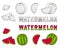 Set of hand drawn watermelon icons