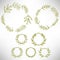 Set of hand drawn wreaths. Cute collection of floral design elements.