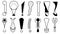 Set Hand Draws Collection Doodle Different Black Exclamation Marks Vector Design Cartoon Interrogation Icons Sketch