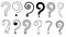 Set Hand Draws Collection Doodle Different Black Question Marks Vector Design Cartoon Interrogation Icons Sketch