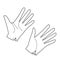 Set Hand in a glove with five extended fingers. Palm. Sign. Linear silhouette illustration