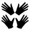 Set Hand in a glove with five extended fingers. Palm. Sign. Silhouette illustration