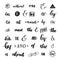 Set of hand lettered ampersands and catchwords