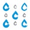 Set of hand-painted blue water drop icons