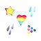 Set of hand-painted children`s clipart Watercolor illustration rainbow decorative elements