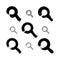 Set of hand-painted monochrome magnifying glass icons isolated o
