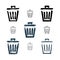 Set of hand-painted simple vector trash can icons