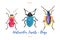 Set of hand painted watercolor bugs, vector.