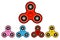 Set of Hand spinning machine.fidget spinners of different colors. Flat design Vector
