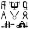 Set of hand tools icons. Clamp. Screw clamp. Silhouette vector