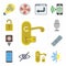 Set of Handle, Heating, Blind, Remote, Plug, Voice control, Unlock, editable icon pack