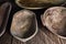 Set of handmade rustic wood bowls in Ecuador