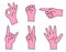 Set of hands with different gestures.