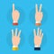 Set of hands differents numbers fingers gestures