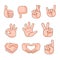 Set of hands n cartoon style.use as stickers, emoticons, emotions for Internet resources and social networks. vector