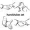 Set of handshake symbol. Handclasp of business people. Sketch of partnership handshaking.