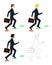 Set Handsome Business Man holding a Brief Case while Running to Goal. Full Body Vector Illustration.