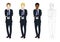 Set Handsome Business Man Thinking to Make Decision. Full Body Vector Illustration.