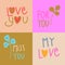 Set of handwritten love phrases. Collection of vector lettering for Valentine\\\'s Day  Mother\\\'s Day