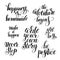 set of handwritten positive inspirational quotes brush typography