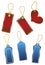 Set of hanging color shop tags