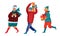 Set of happy adult people carrying holiday gifts vector illustration