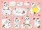 Set happy baby unicorn, Stickers pack, cartoon vector illustration