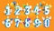 Set of Happy Birthday candle numbers. Vector illustration on orange background.