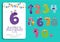 Set of happy birthday greeting card number set for kids