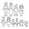 Set of happy cartoon doodle figure family, stick man. Stickman Illustration Featuring a Mother and Father and Kids