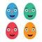 Set of happy easter eggs, april celebration holiday, greeting gift vector illustration