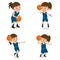 Set of Happy Kids Playing Basketball