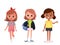 Set of happy little girls in different clothes