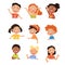 Set of happy smiling diverse young children