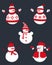 Set of happy snowmen. Five different snowmen in beautiful winter clothes