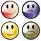 A Set Of Happy and Unhappy Smiley Face Buttons, or