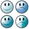 A Set Of Happy and Unhappy Smiley Face Buttons, or