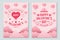 Set of Happy Valentines Day poster, greeting cards. Set invitation, posters, brochure, voucher, banners with clouds