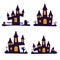 Set of haunted houses Halloween. Vector illustration