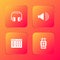 Set Headphones, Speaker volume, Drum machine and Microphone icon. Vector