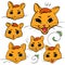 Set of heads of cat - emotions stickers