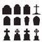 Set of headstone and tombstone silhouette