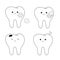 Set of healthy and diseased teeth. concept of caries and its treatment