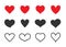 Set of heart icons isolated on white background. Collection of linear and solid heart shapes for web site, love logo and