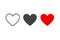 Set of heart icons. Signs of love or like isolated. Social network. Internet technology hearts. Linear grey and red vector heart