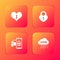 Set Heart with keyhole, Castle in the shape of heart, Smart car security system and Cloud VPN interface icon. Vector