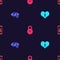 Set Heart with keyhole, Invisible or hide, Padlock clock and Mobile and password on seamless pattern. Vector